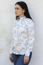 Women's Modern Fit Stretch Foil Fashion Shirt