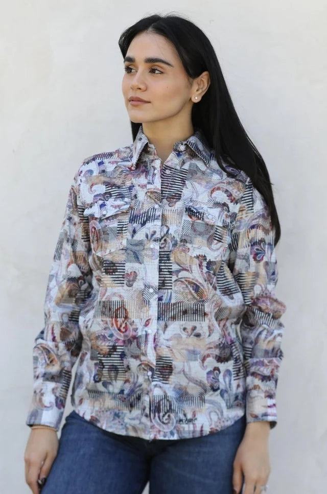 Women's Modern Fit Stretch Foil Fashion Shirt