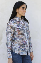Women's Modern Fit Stretch Foil Fashion Shirt