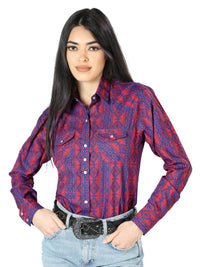 Centenario Womens Red Blue Long Sleeve Western Shirt 44203