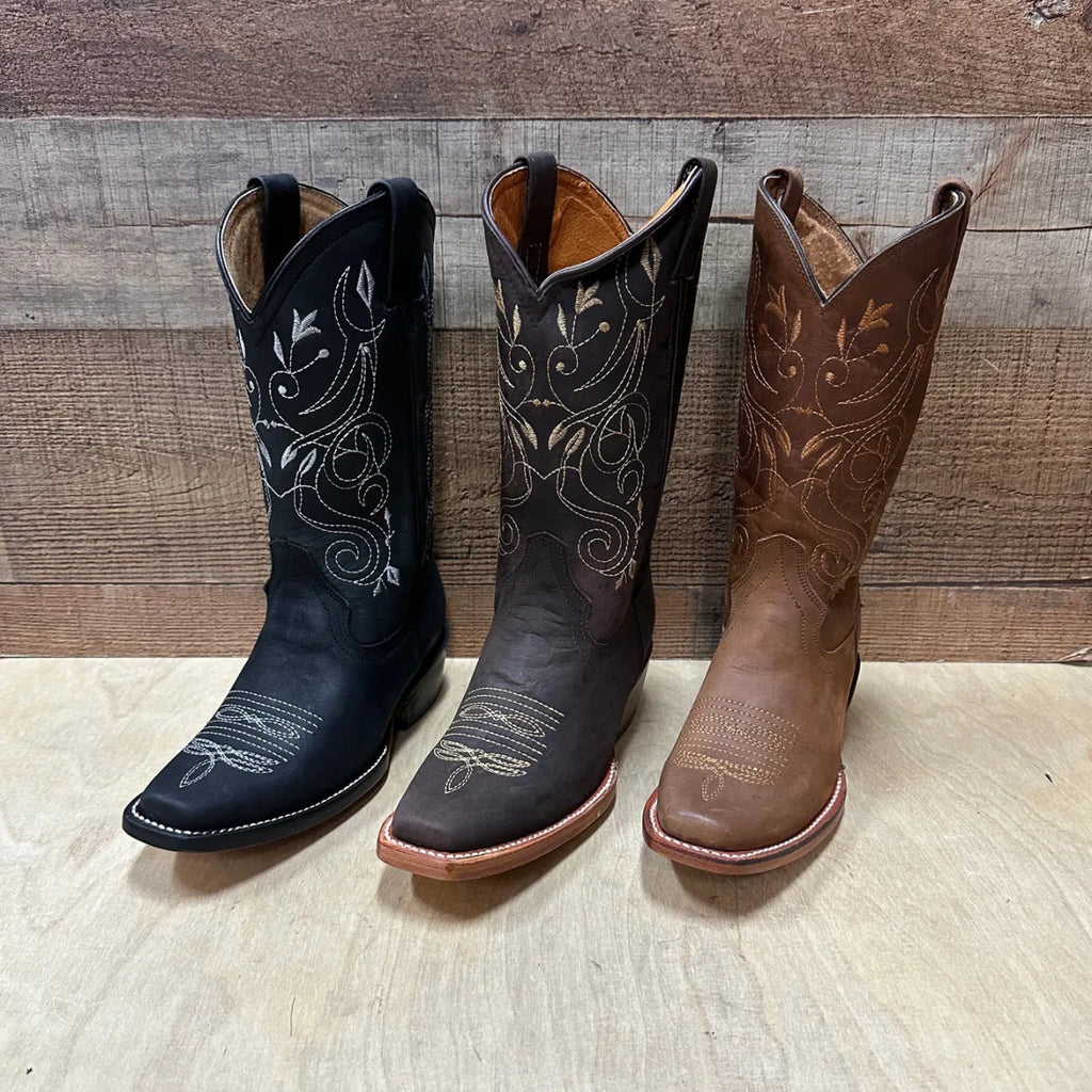 Women's Rodeo Cowgirl Boots Genuine Leather Snipped Toe Boots Est. 404 Tan - OriginalWestern.com