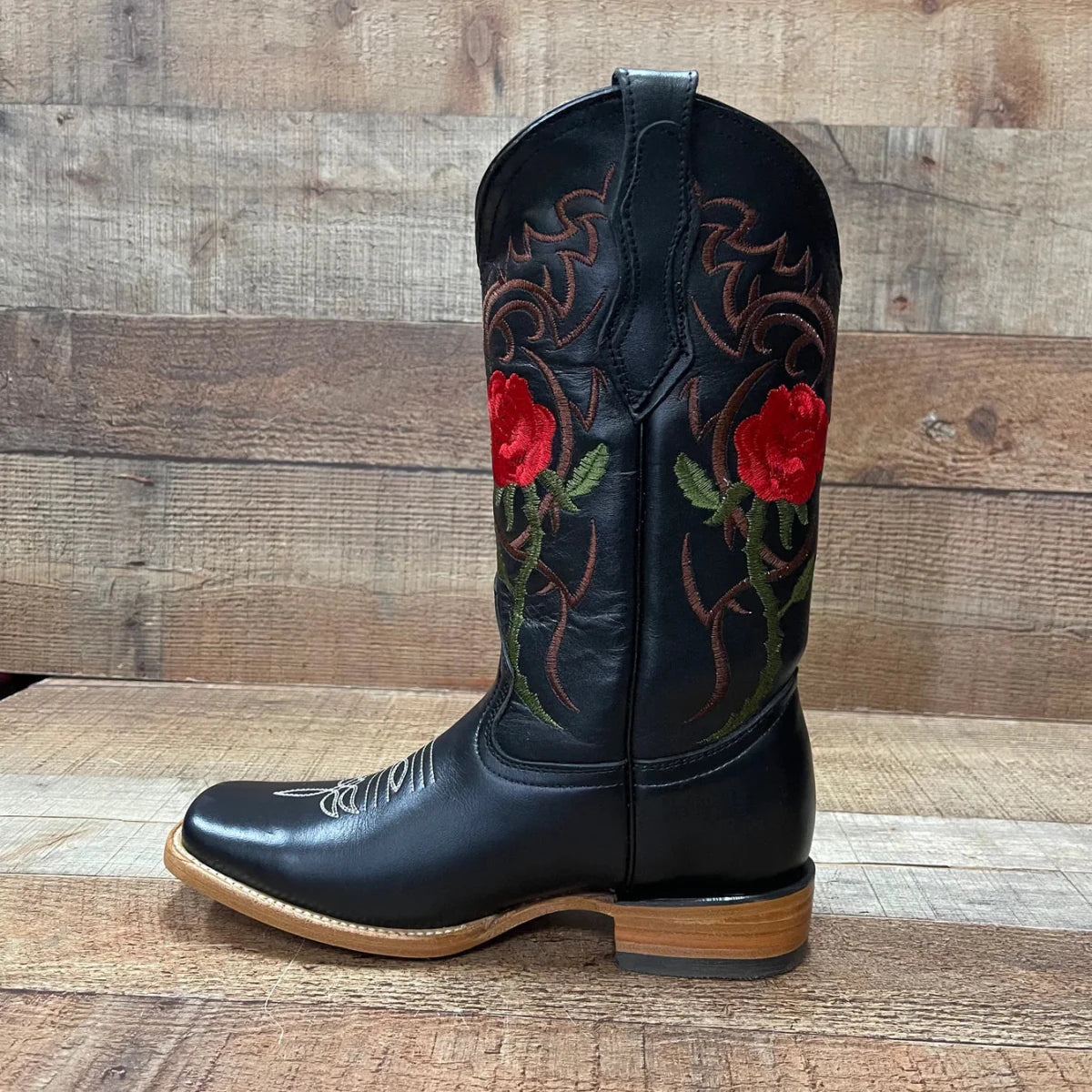 Women's Rodeo Napa Leather Sole Cowgirl Boots Est. 703 Black - OriginalWestern.com