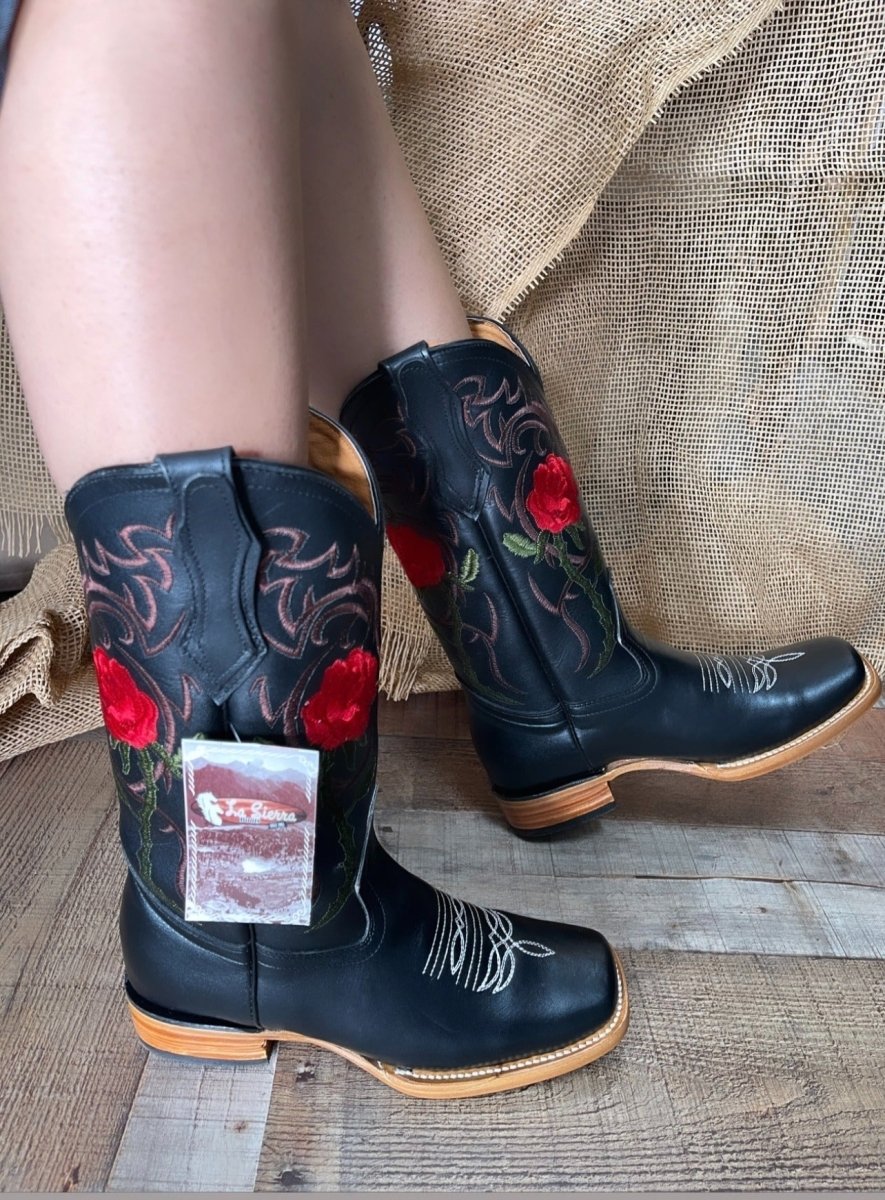 Women's Rodeo Napa Leather Sole Cowgirl Boots Est. 703 Black - OriginalWestern.com