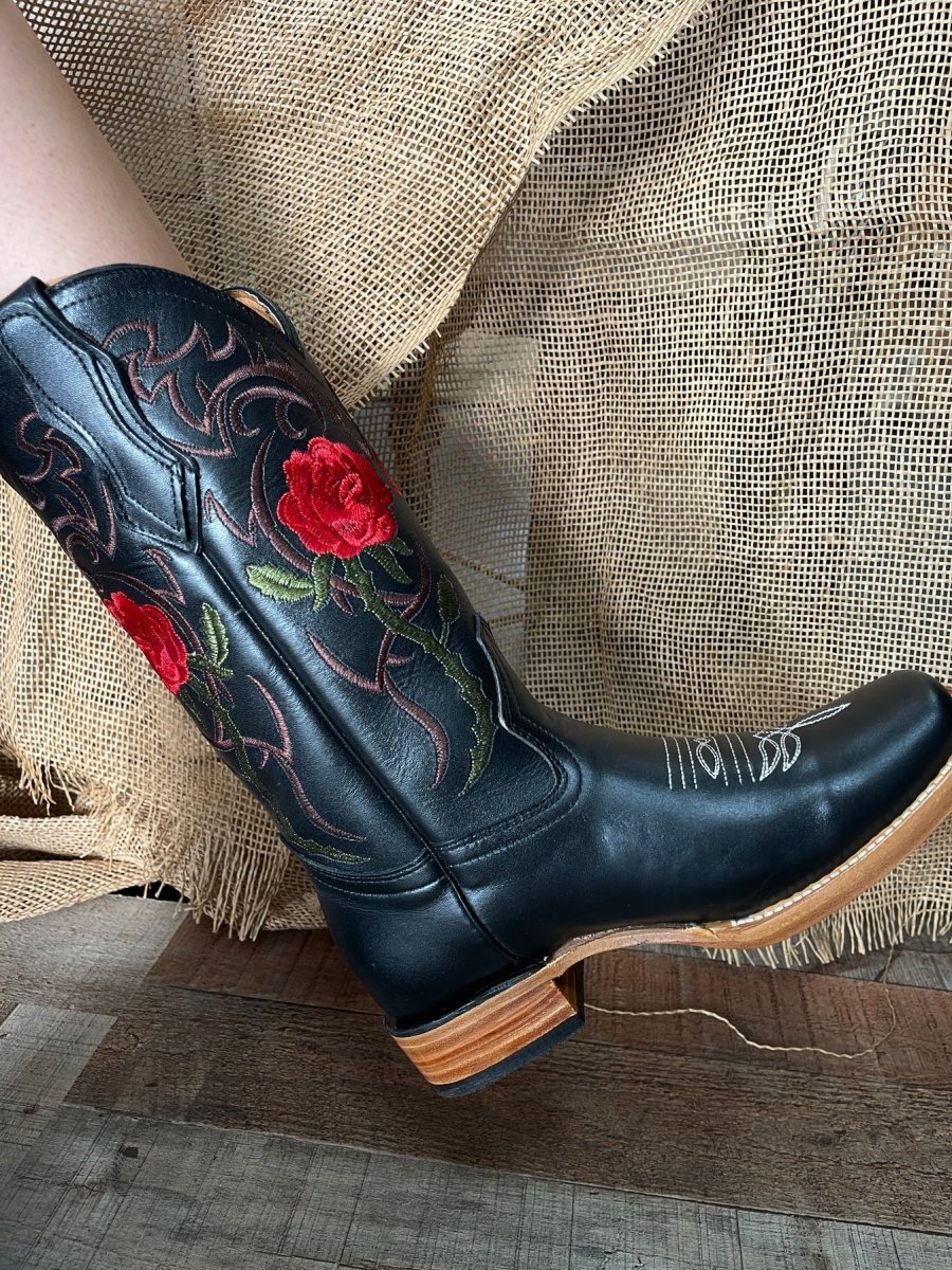 Women's Rodeo Napa Leather Sole Cowgirl Boots Est. 703 Black - OriginalWestern.com