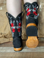 Women's Rodeo Western Cowgirl Boots Red Roses Embroidered Desing Est. 803 Black - OriginalWestern.com