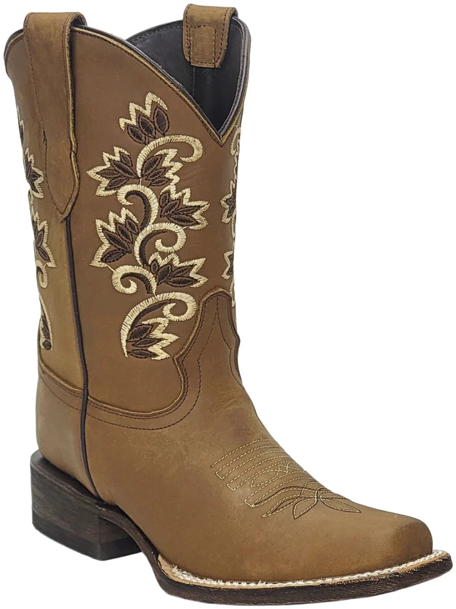 Women´s Silverton Amanda All Leather Square Toe Boots-Tobacco - OriginalWestern.com