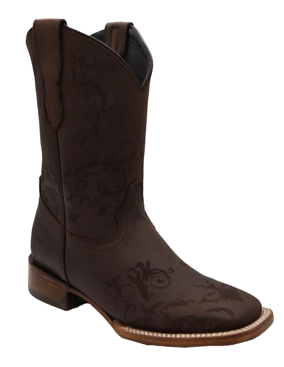 Women´s Silverton Bella All Leather Wide Square Toe Boots-Brown - OriginalWestern.com