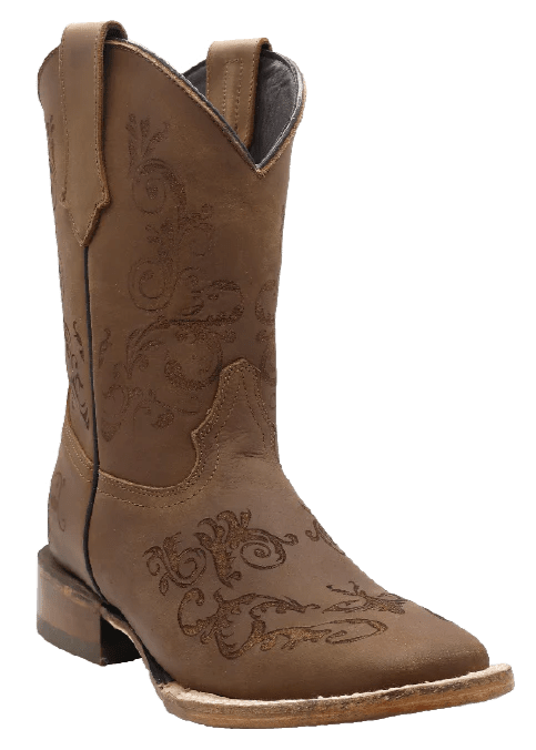 Women´s Silverton Bella All Leather Wide Square Toe Boots-Tobacco - OriginalWestern.com