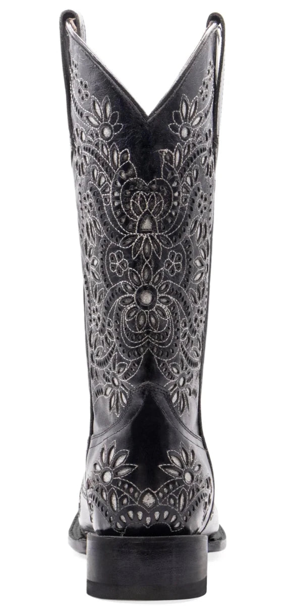 Women´s Silverton Celina All Leather Wide Square Toe Boots-Black - OriginalWestern.com