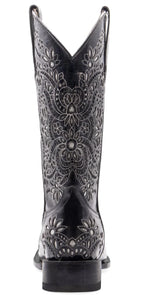 Women´s Silverton Celina All Leather Wide Square Toe Boots-Black - OriginalWestern.com