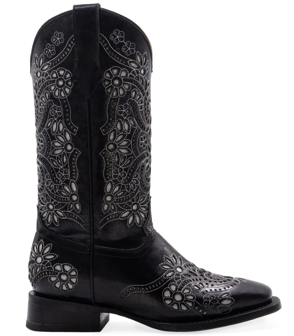 Women´s Silverton Celina All Leather Wide Square Toe Boots-Black - OriginalWestern.com