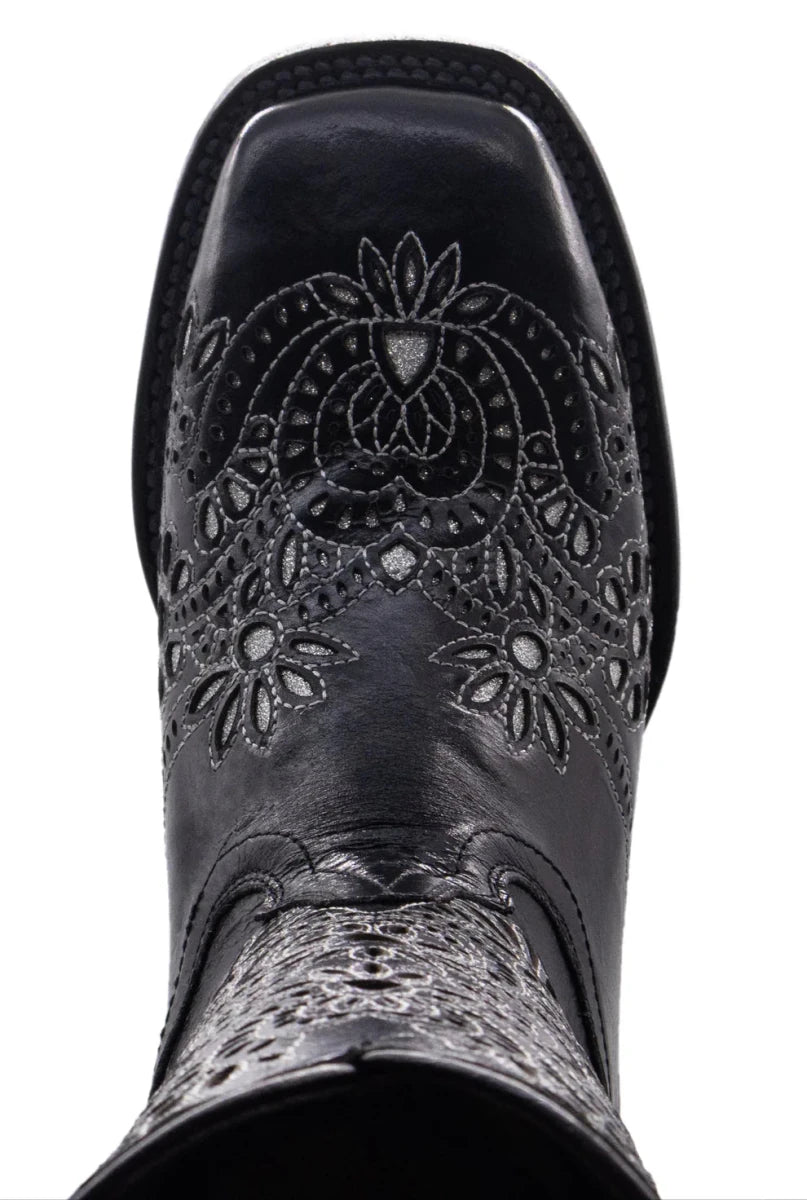Women´s Silverton Celina All Leather Wide Square Toe Boots-Black - OriginalWestern.com