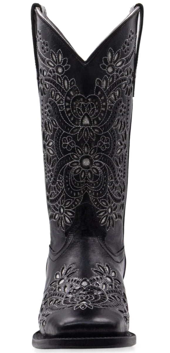 Women´s Silverton Celina All Leather Wide Square Toe Boots-Black - OriginalWestern.com
