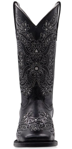 Women´s Silverton Celina All Leather Wide Square Toe Boots-Black - OriginalWestern.com