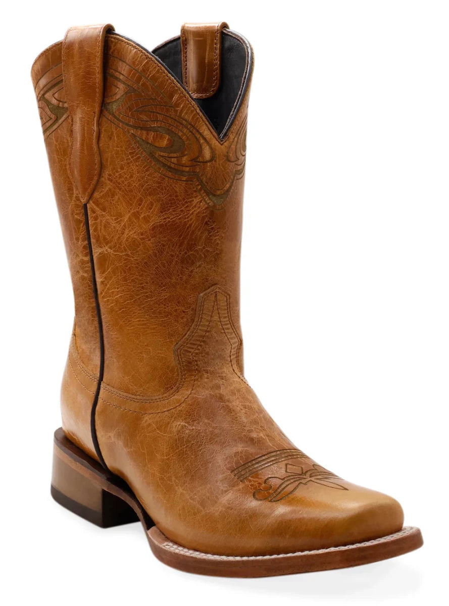 Women´s Silverton Chloe All Leather Wide Square Toe Boots - Honey - OriginalWestern.com