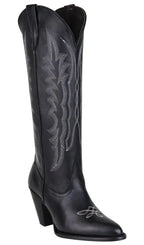 Women´s Silverton Destiny All Leather Snip Toe Knee High Boots-Black - OriginalWestern.com