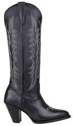 Women´s Silverton Destiny All Leather Snip Toe Knee High Boots-Black - OriginalWestern.com