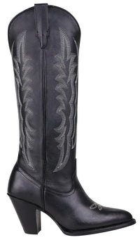 Women´s Silverton Destiny All Leather Snip Toe Knee High Boots-Black - OriginalWestern.com