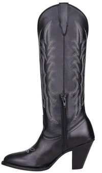 Women´s Silverton Destiny All Leather Snip Toe Knee High Boots-Black - OriginalWestern.com