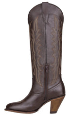 Women´s Silverton Destiny All Leather Snip Toe Knee High Boots - Brown - OriginalWestern.com
