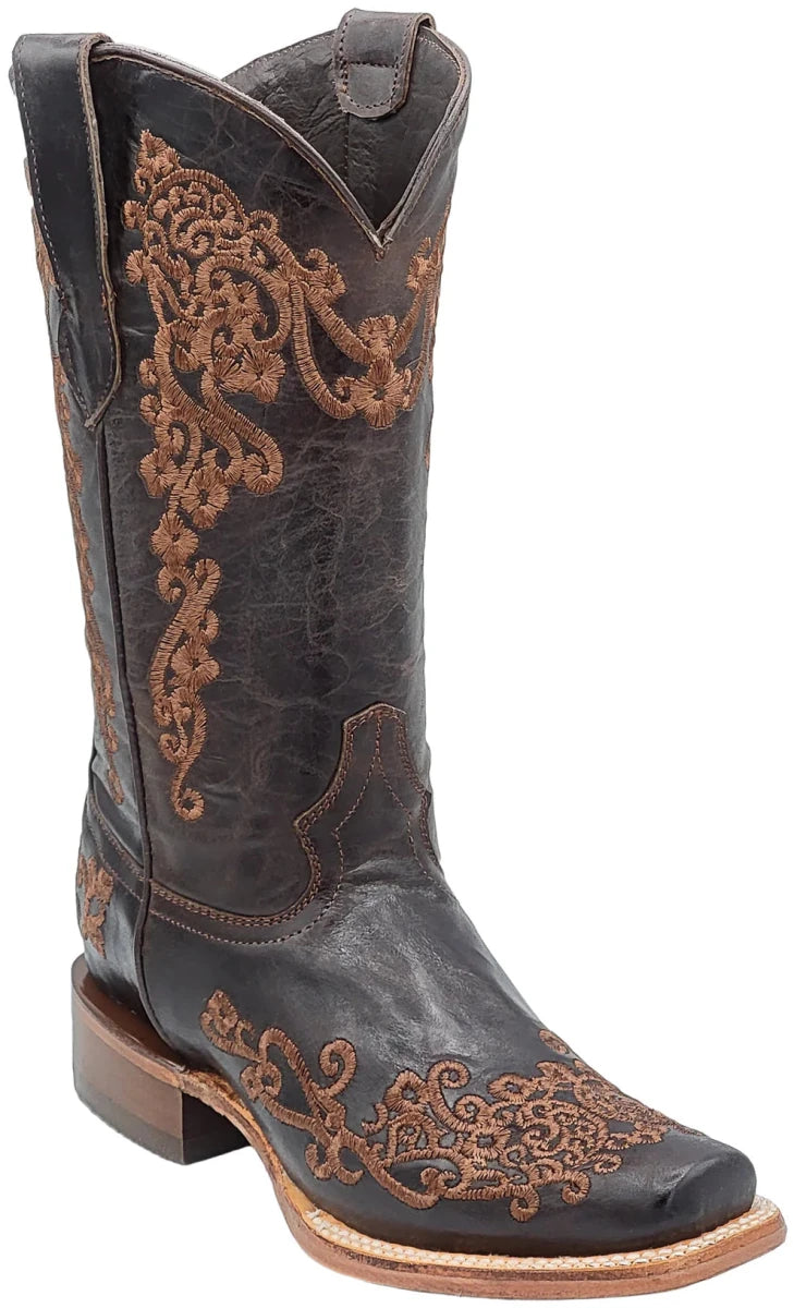 Women´s Silverton Diana All Leather Square Toe Boots - Chocolate - OriginalWestern.com