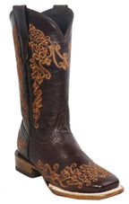 Women´s Silverton Diana All Leather Wide Square Toe Boots - Chocolate - OriginalWestern.com