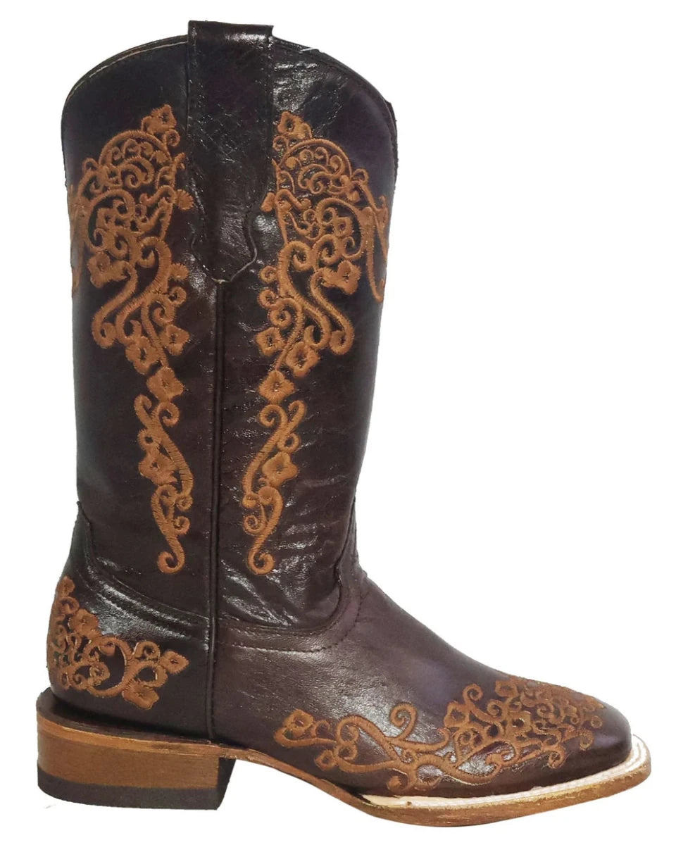 Women´s Silverton Diana All Leather Wide Square Toe Boots - Chocolate - OriginalWestern.com
