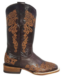 Women´s Silverton Diana All Leather Wide Square Toe Boots - Chocolate - OriginalWestern.com