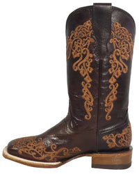 Women´s Silverton Diana All Leather Wide Square Toe Boots - Chocolate - OriginalWestern.com