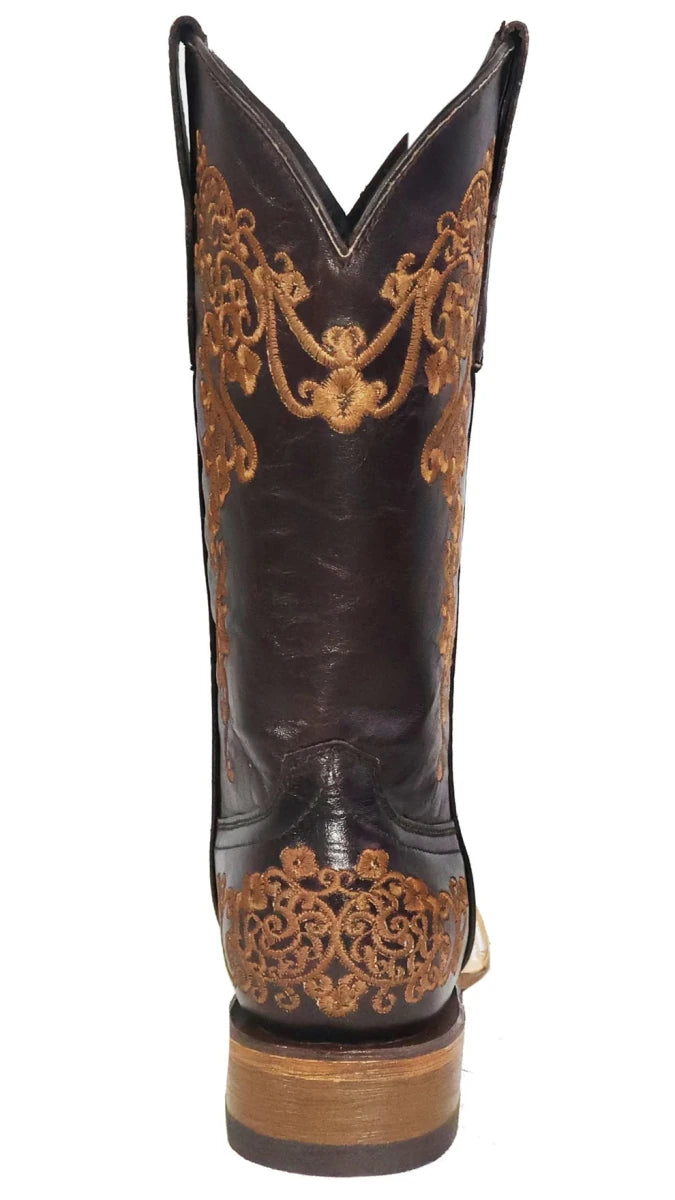 Women´s Silverton Diana All Leather Wide Square Toe Boots - Chocolate - OriginalWestern.com