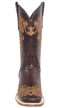 Women´s Silverton Diana All Leather Wide Square Toe Boots - Chocolate - OriginalWestern.com