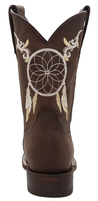 Women´s Silverton Dreamcatcher All Leather Wide Square Toe Boots - Brown - OriginalWestern.com