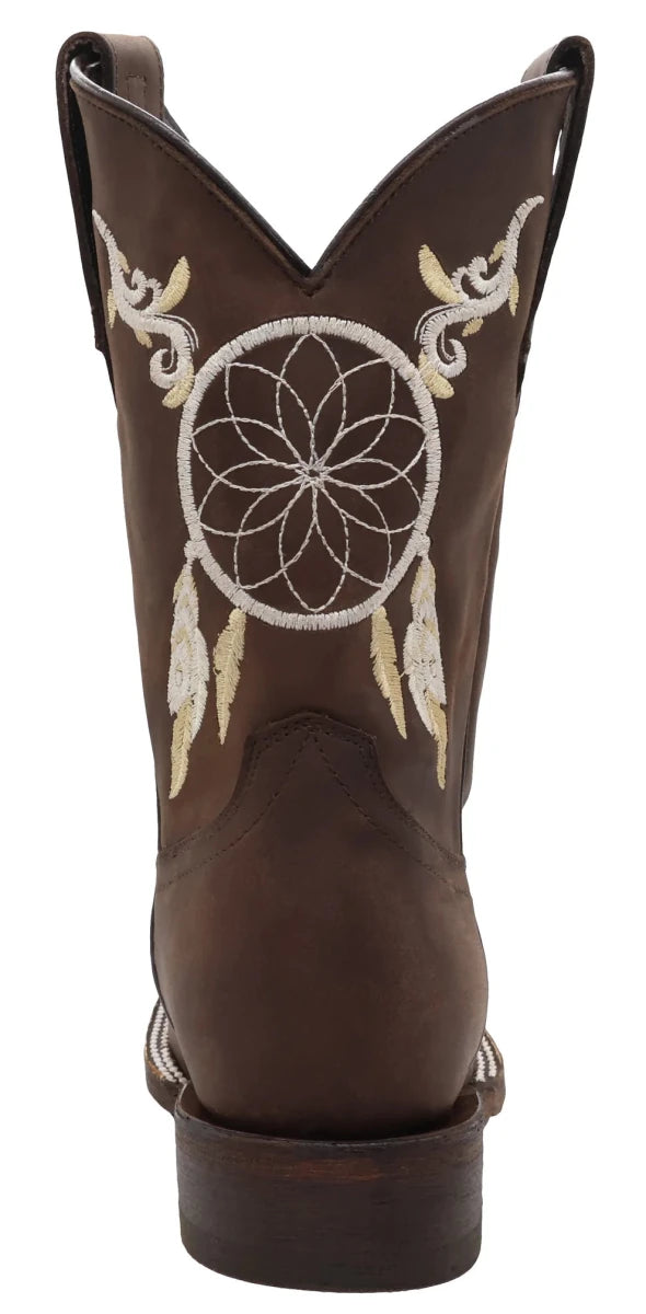 Women´s Silverton Dreamcatcher All Leather Wide Square Toe Boots - Brown - OriginalWestern.com