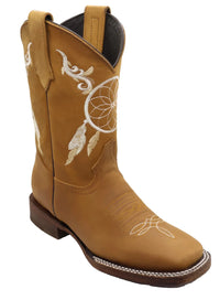 Women´s Silverton Dreamcatcher All Leather Wide Square Toe Boots-Honey - OriginalWestern.com