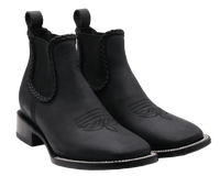 Women´s Silverton Ellie All Leather Wide Square Toe Short Boots-Black - OriginalWestern.com