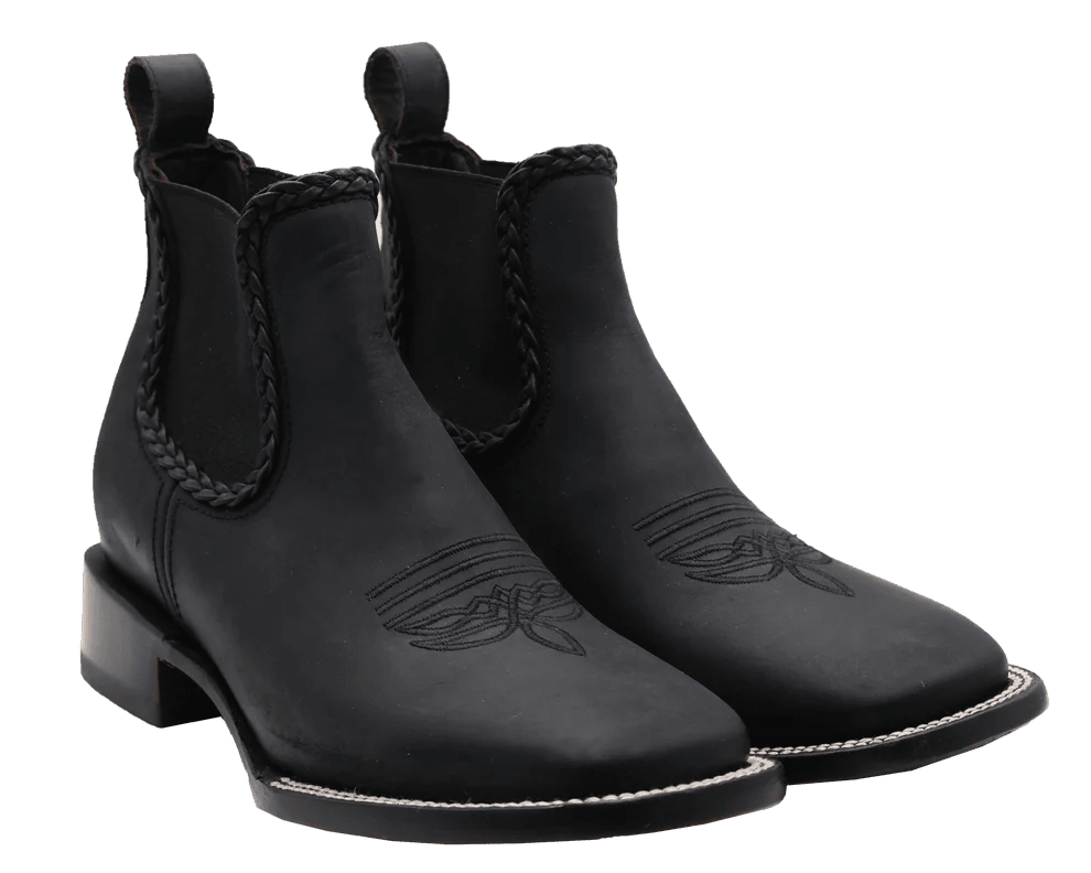 Women´s Silverton Ellie All Leather Wide Square Toe Short Boots-Black - OriginalWestern.com