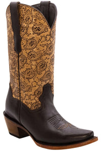 Women´s Silverton Emma All Leather Square Toe Boots - Brown - OriginalWestern.com