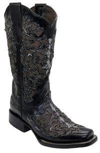 Women´s Silverton Grace All Leather Square Toe Boots-Black - OriginalWestern.com