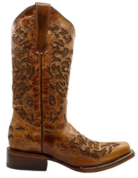 Women´s Silverton Grace All Leather Square Toe Boots - Cognac - OriginalWestern.com