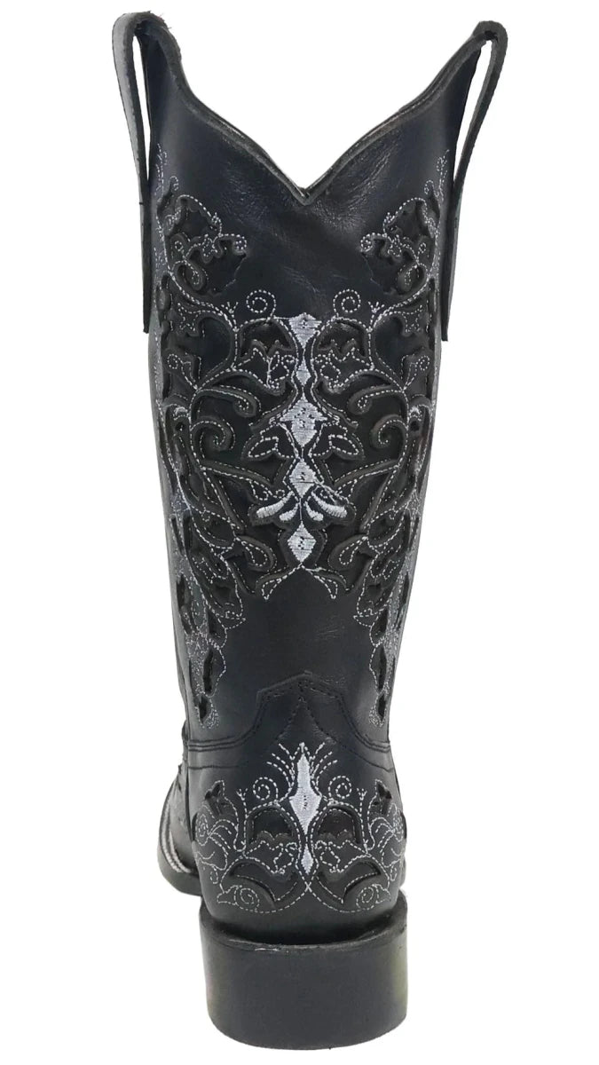 Women´s Silverton Grace All Leather Wide Square Toe Boots - Black - OriginalWestern.com