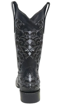Women´s Silverton Grace All Leather Wide Square Toe Boots - Black - OriginalWestern.com