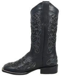 Women´s Silverton Grace All Leather Wide Square Toe Boots - Black - OriginalWestern.com