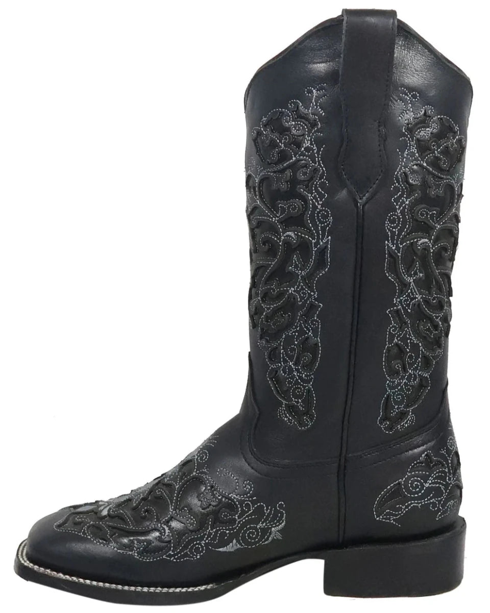 Women´s Silverton Grace All Leather Wide Square Toe Boots - Black - OriginalWestern.com