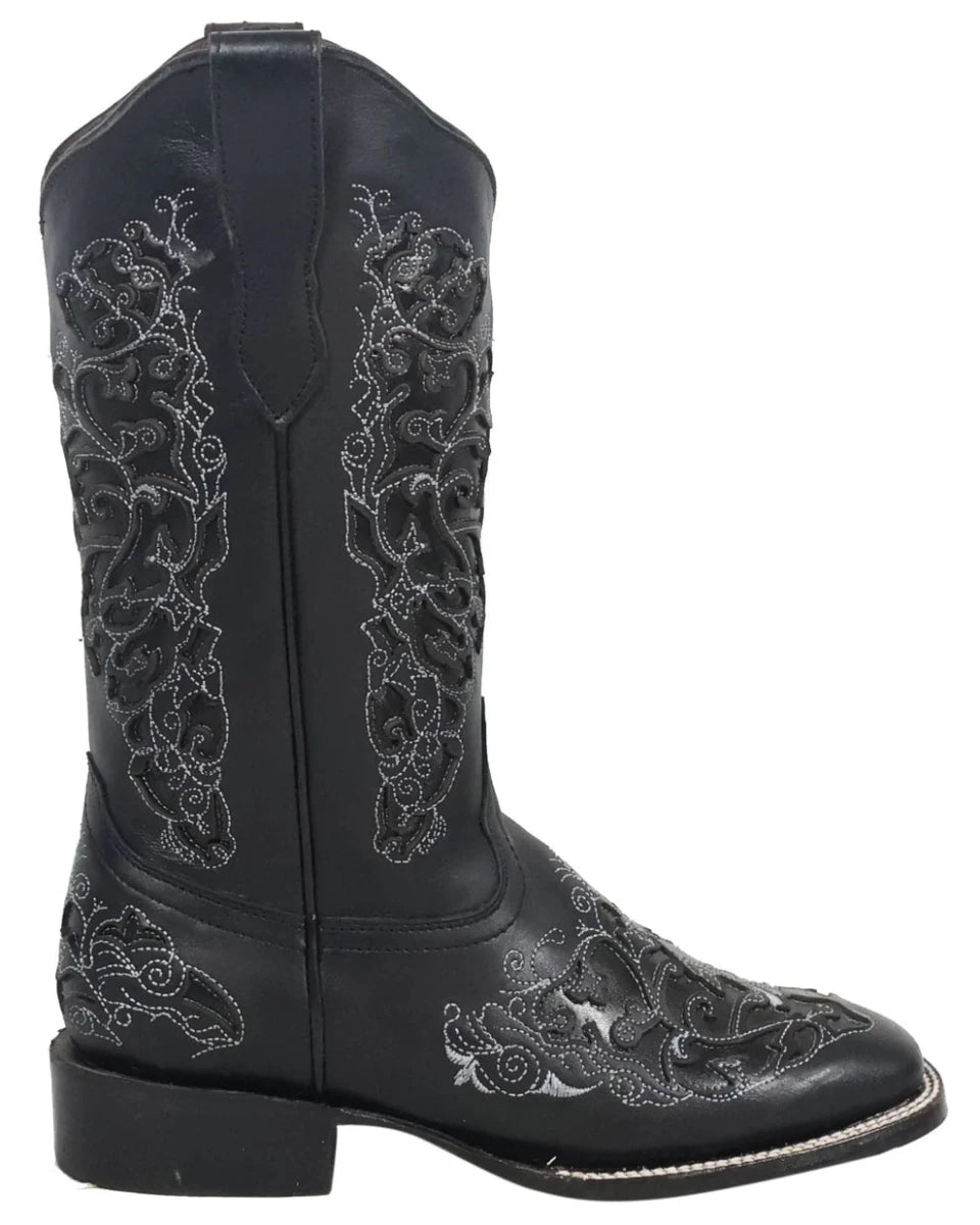 Women´s Silverton Grace All Leather Wide Square Toe Boots - Black - OriginalWestern.com