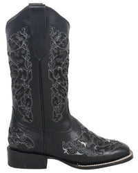 Women´s Silverton Grace All Leather Wide Square Toe Boots - Black - OriginalWestern.com