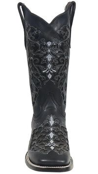Women´s Silverton Grace All Leather Wide Square Toe Boots - Black - OriginalWestern.com