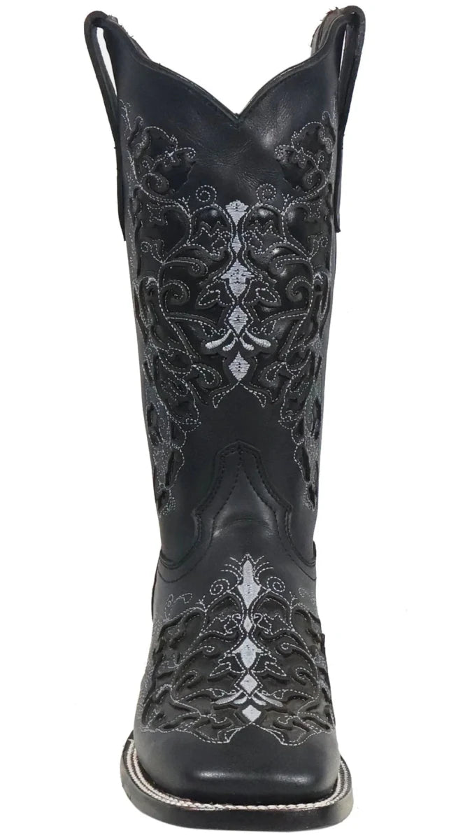 Women´s Silverton Grace All Leather Wide Square Toe Boots - Black - OriginalWestern.com