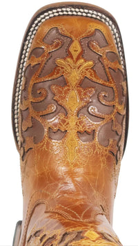 Women´s Silverton Grace All Leather Wide Square Toe Boots-Cognac - OriginalWestern.com