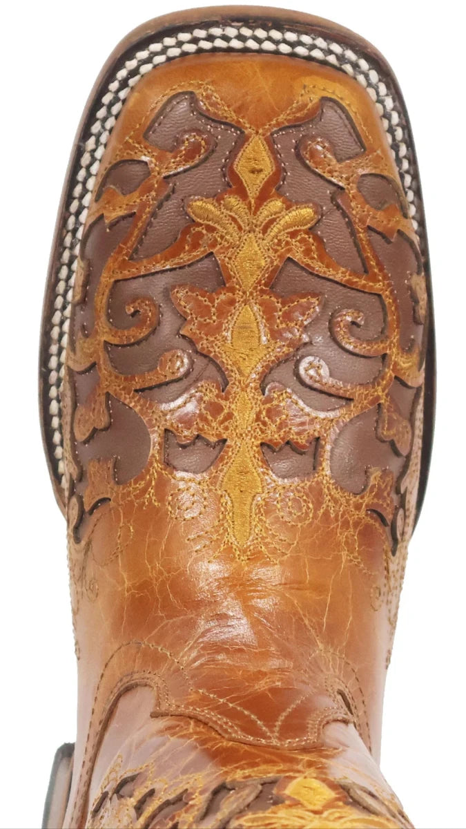Women´s Silverton Grace All Leather Wide Square Toe Boots-Cognac - OriginalWestern.com