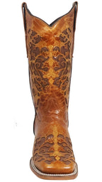 Women´s Silverton Grace All Leather Wide Square Toe Boots-Cognac - OriginalWestern.com